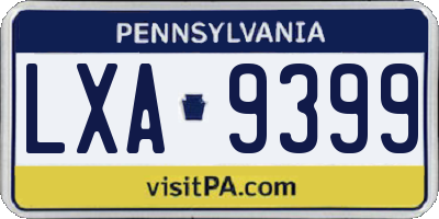 PA license plate LXA9399