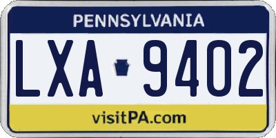 PA license plate LXA9402