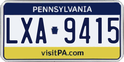 PA license plate LXA9415