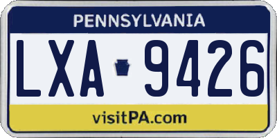 PA license plate LXA9426