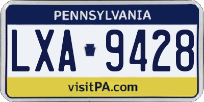 PA license plate LXA9428