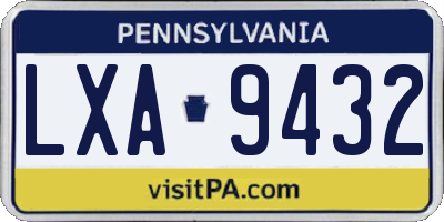 PA license plate LXA9432