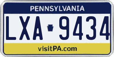 PA license plate LXA9434