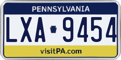 PA license plate LXA9454
