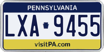 PA license plate LXA9455