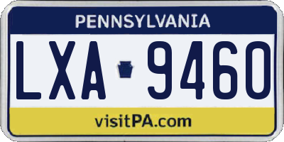 PA license plate LXA9460