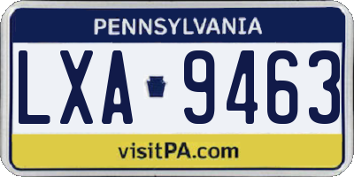 PA license plate LXA9463