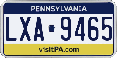 PA license plate LXA9465