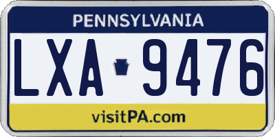 PA license plate LXA9476