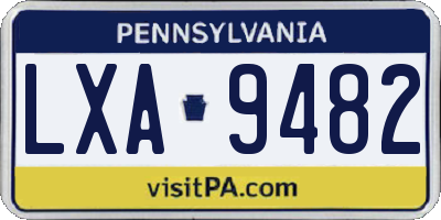 PA license plate LXA9482