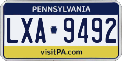 PA license plate LXA9492