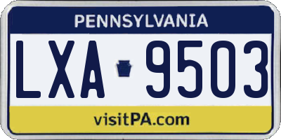 PA license plate LXA9503