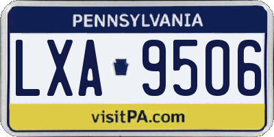 PA license plate LXA9506