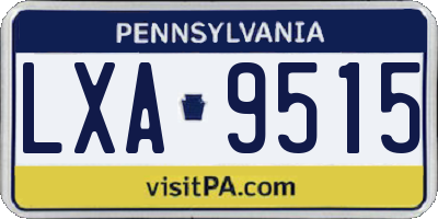 PA license plate LXA9515