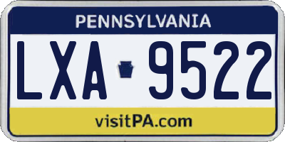 PA license plate LXA9522