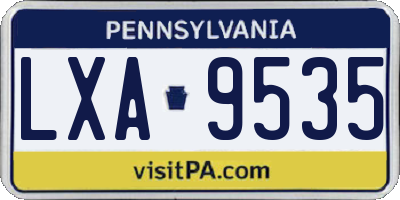 PA license plate LXA9535
