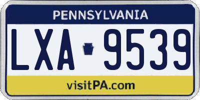 PA license plate LXA9539