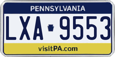 PA license plate LXA9553