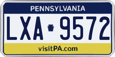 PA license plate LXA9572