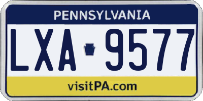 PA license plate LXA9577