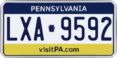 PA license plate LXA9592