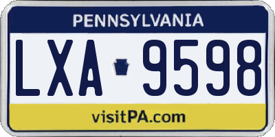 PA license plate LXA9598