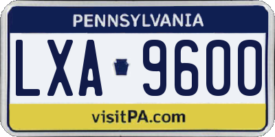 PA license plate LXA9600
