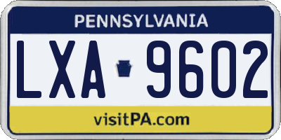 PA license plate LXA9602