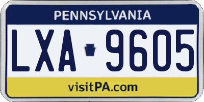 PA license plate LXA9605