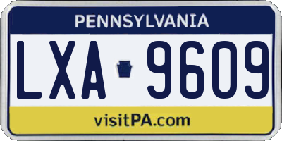 PA license plate LXA9609