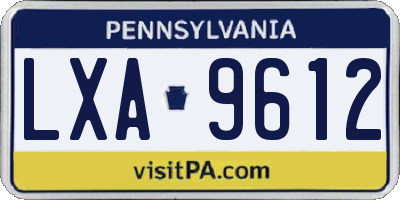 PA license plate LXA9612