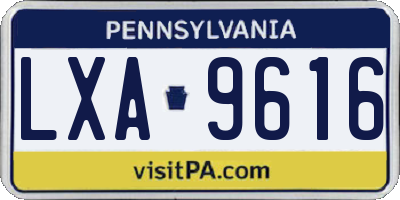 PA license plate LXA9616