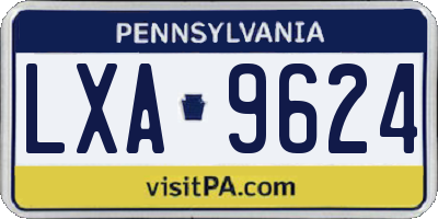 PA license plate LXA9624
