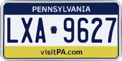 PA license plate LXA9627