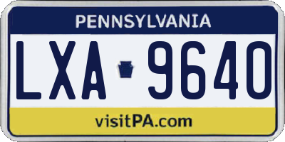 PA license plate LXA9640