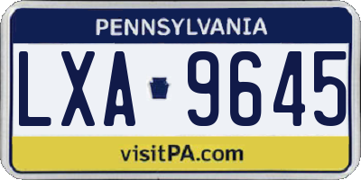 PA license plate LXA9645