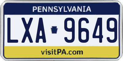 PA license plate LXA9649