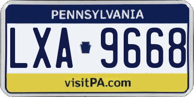 PA license plate LXA9668
