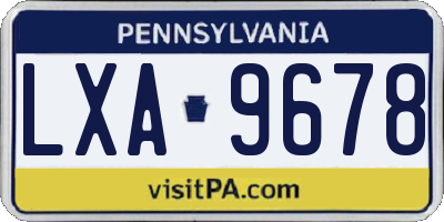 PA license plate LXA9678