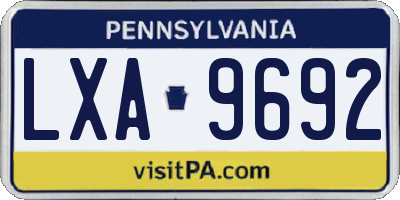 PA license plate LXA9692