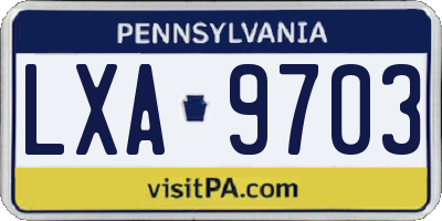 PA license plate LXA9703