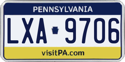 PA license plate LXA9706