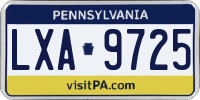 PA license plate LXA9725