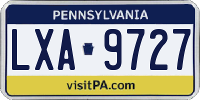 PA license plate LXA9727