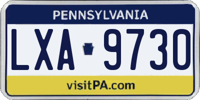 PA license plate LXA9730