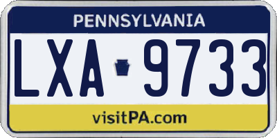 PA license plate LXA9733
