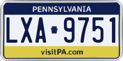 PA license plate LXA9751