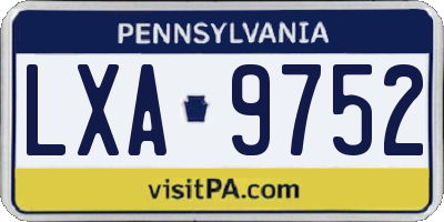 PA license plate LXA9752