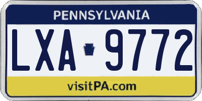PA license plate LXA9772