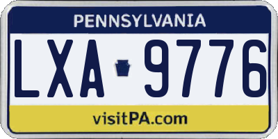 PA license plate LXA9776